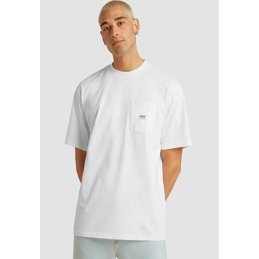 Guess Men's Kit Pocket Tee Top In White Size M $70